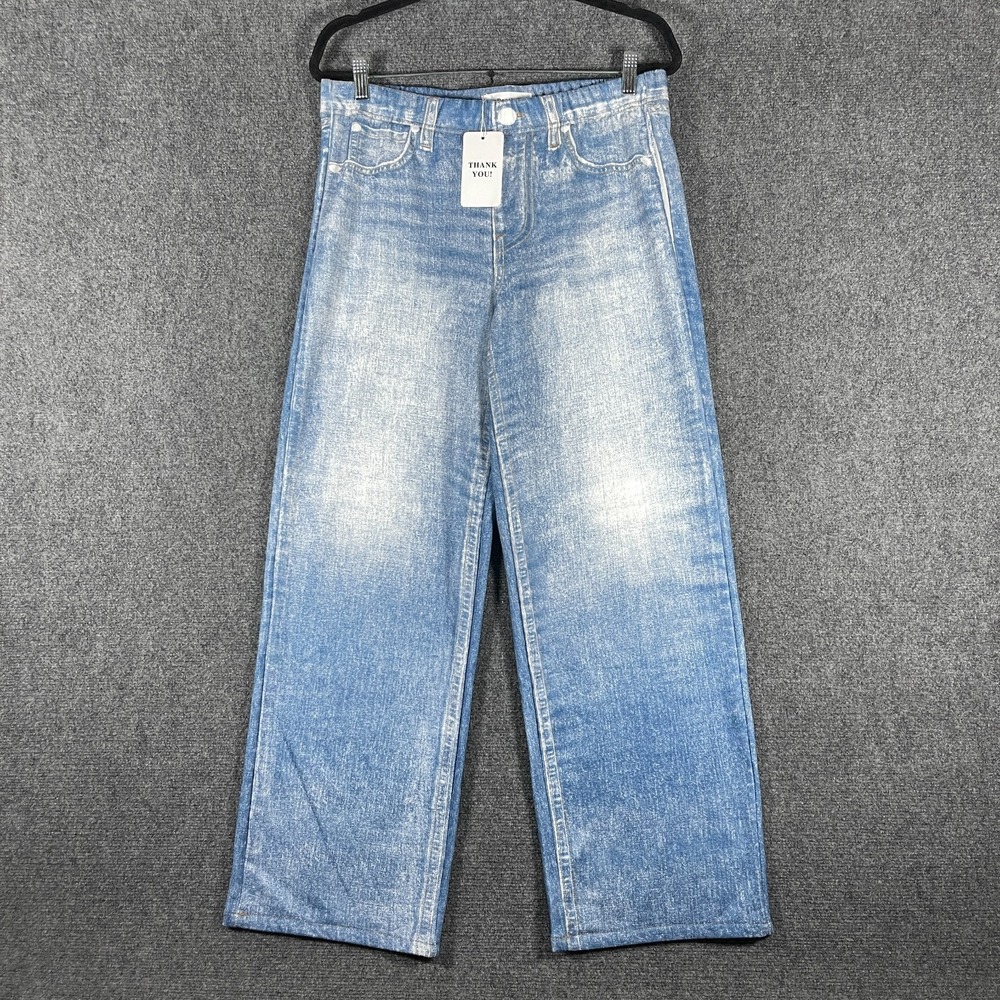 NWT Mila Rosabella Light Blue Wash Straight Leg Pull-On Sweatpants Jeans XL